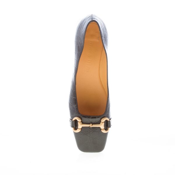MARA BINI donna decolletè Greta in pelle stampa cocco NERO con morsetto oro. Tacco 3 cm. Suola gomma - immagine 5