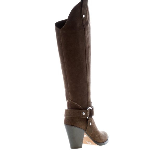 MARIA CRISTINA donna stivale texano in camoscio VERDE OLIVA. Tacco 8 cm - immagine 3