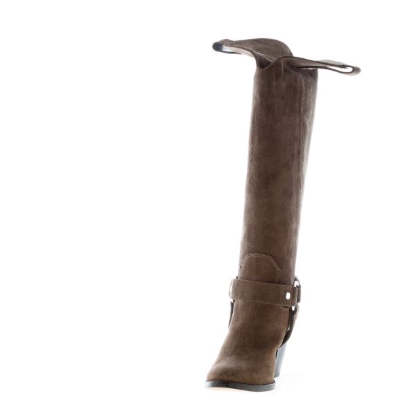 MARIA CRISTINA donna stivale texano in camoscio VERDE OLIVA. Tacco 8 cm - immagine 5