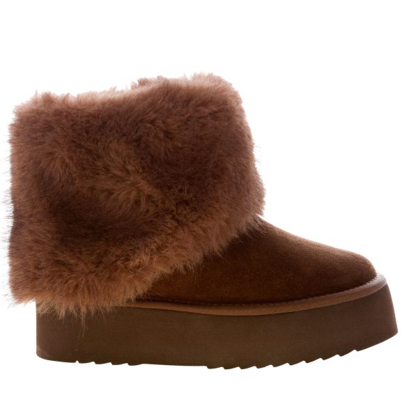 MISS OLIVIA donna stivaletto Ivy50 in camoscio MARRONE CAFFE' con eco-pelliccia. Suola 5 cm