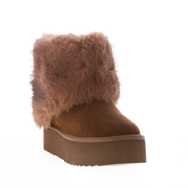 MISS OLIVIA donna stivaletto Ivy50 in camoscio MARRONE CAFFE' con eco-pelliccia. Suola 5 cm - immagine 2