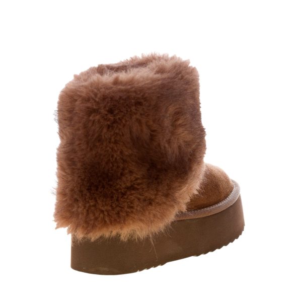 MISS OLIVIA donna stivaletto Ivy50 in camoscio MARRONE CAFFE' con eco-pelliccia. Suola 5 cm - immagine 3