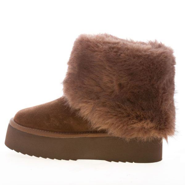 MISS OLIVIA donna stivaletto Ivy50 in camoscio MARRONE CAFFE' con eco-pelliccia. Suola 5 cm - immagine 4