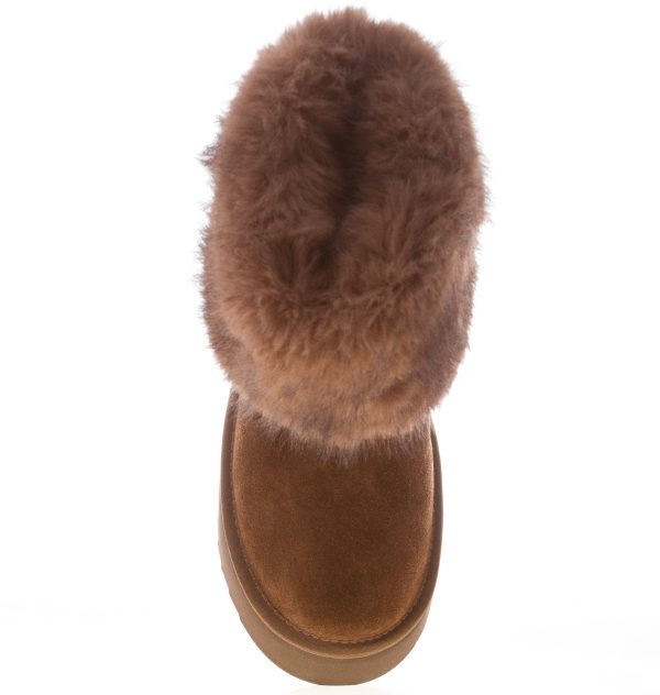 MISS OLIVIA donna stivaletto Ivy50 in camoscio MARRONE CAFFE' con eco-pelliccia. Suola 5 cm - immagine 5