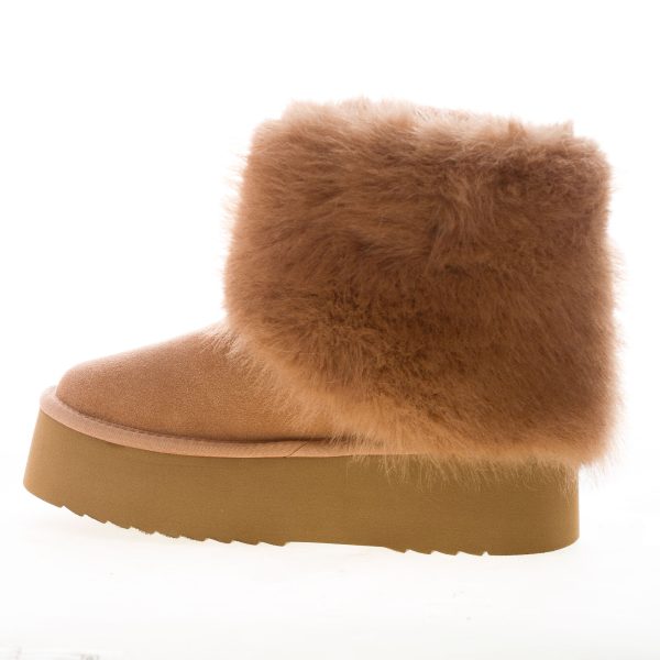 MISS OLIVIA donna stivaletto Ivy50 in camoscio CUOIO con eco-pelliccia. Suola 5 cm - immagine 4