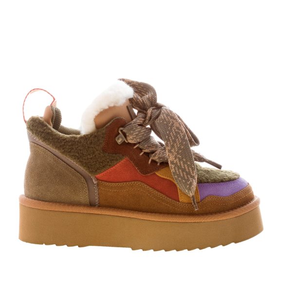 MISS OLIVIA donna polacchino Moon in camoscio e eco-pelliccia MULTICOLORE