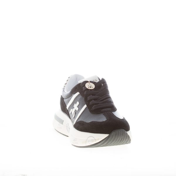 PREMIATA donna sneaker Cassie 7681 in pelle e camoscio NERO con animalier - immagine 2