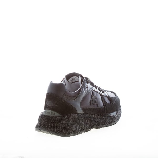PREMIATA donna sneaker MASED 7094 in camoscio e tessuto satin NERO con strass - immagine 3