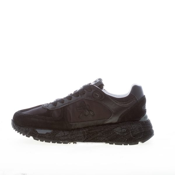PREMIATA donna sneaker MASED 7094 in camoscio e tessuto satin NERO con strass - immagine 4