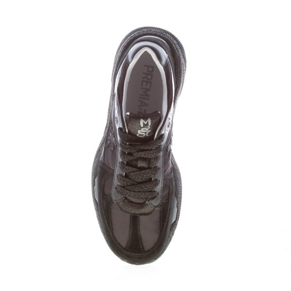 PREMIATA donna sneaker MASED 7094 in camoscio e tessuto satin NERO con strass - immagine 5