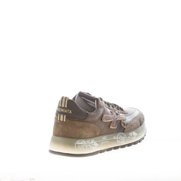 PREMIATA uomo sneaker Nous 7731 in camoscio e tessuto a rete OLIVA e MARRONE - immagine 3