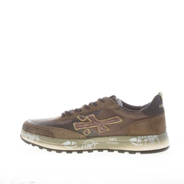 PREMIATA uomo sneaker Nous 7731 in camoscio e tessuto a rete OLIVA e MARRONE - immagine 4