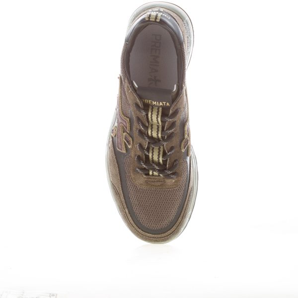 PREMIATA uomo sneaker Nous 7731 in camoscio e tessuto a rete OLIVA e MARRONE - immagine 5