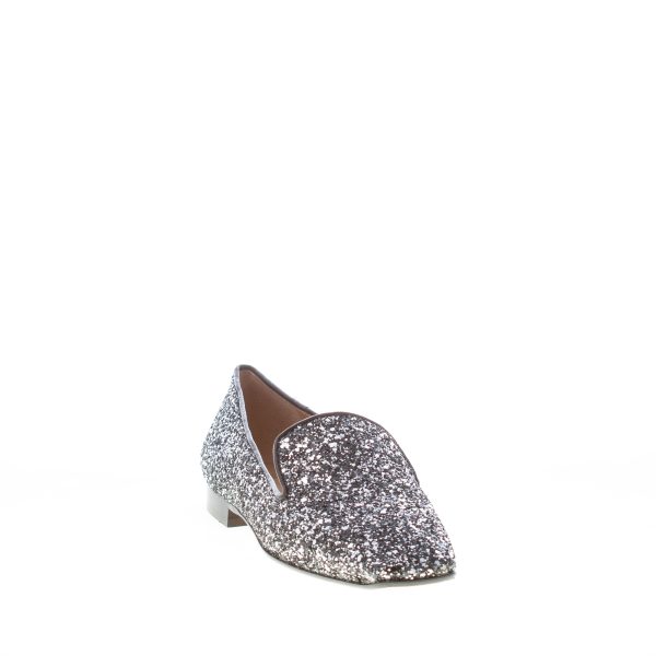 MARIA CRISTINA donna slipper in pelle con finitura glitter NERO ACCIAIO - immagine 2