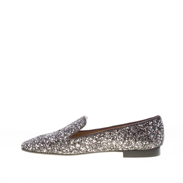 MARIA CRISTINA donna slipper in pelle con finitura glitter NERO ACCIAIO - immagine 4