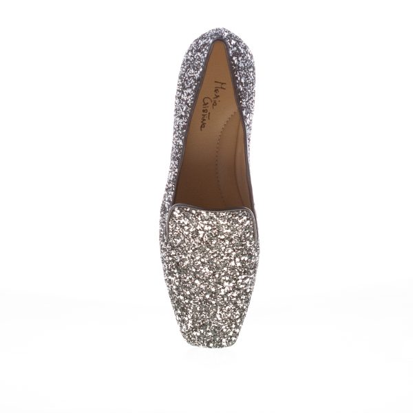 MARIA CRISTINA donna slipper in pelle con finitura glitter NERO ACCIAIO - immagine 5