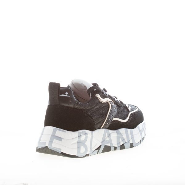 VOILE BLANCHE donna sneaker Club 105 in camoscio e tessuto lurex NERO più oro - immagine 3