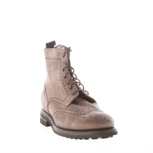 JEROLD WILTON uomo scarponcino allacciato in camoscio BEIGE SCURO con impunture e zip - immagine 2