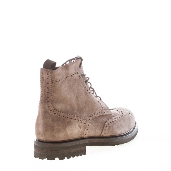 JEROLD WILTON uomo scarponcino allacciato in camoscio BEIGE SCURO con impunture e zip - immagine 3