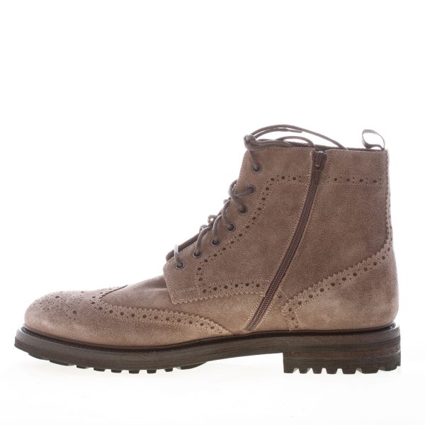 JEROLD WILTON uomo scarponcino allacciato in camoscio BEIGE SCURO con impunture e zip - immagine 4