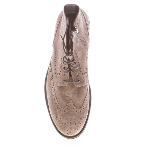 JEROLD WILTON uomo scarponcino allacciato in camoscio BEIGE SCURO con impunture e zip - immagine 5