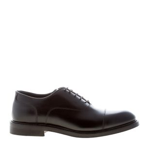 JEROLD WILTON uomo scarpa francesina in pelle spazzolata NERO con cucitura. Suola cuoio