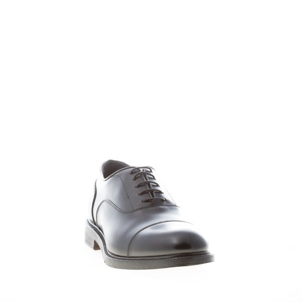 JEROLD WILTON uomo scarpa francesina in pelle spazzolata NERO con cucitura. Suola cuoio - immagine 2