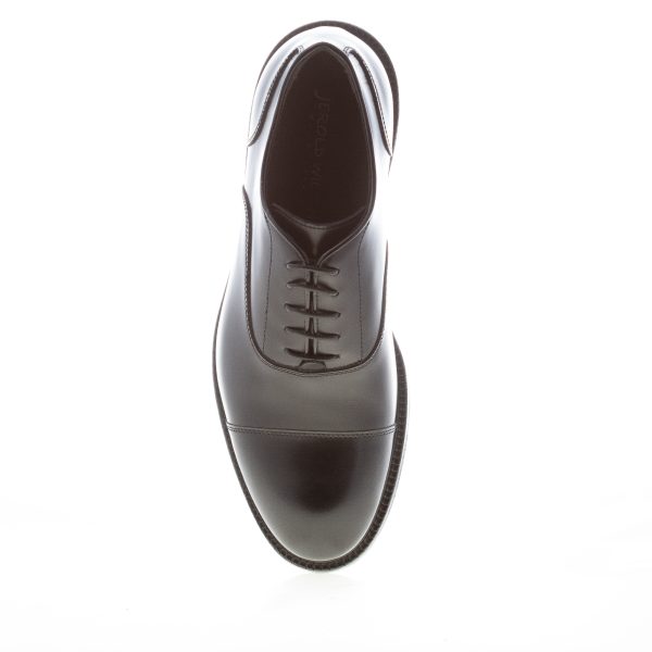 JEROLD WILTON uomo scarpa francesina in pelle spazzolata NERO con cucitura. Suola cuoio - immagine 5