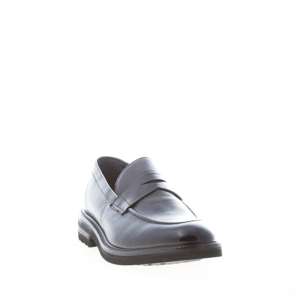 JEROLD WILTON uomo mocassino in pelle NERO con mascherina penny. Suola gomma - immagine 2