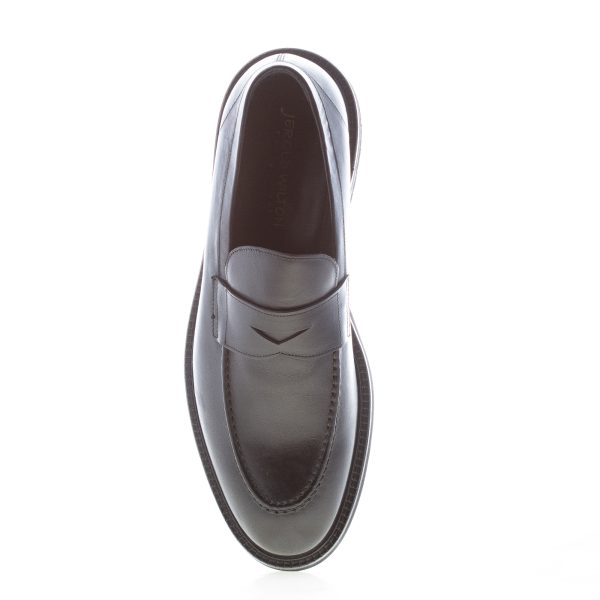 JEROLD WILTON uomo mocassino in pelle NERO con mascherina penny. Suola gomma - immagine 5