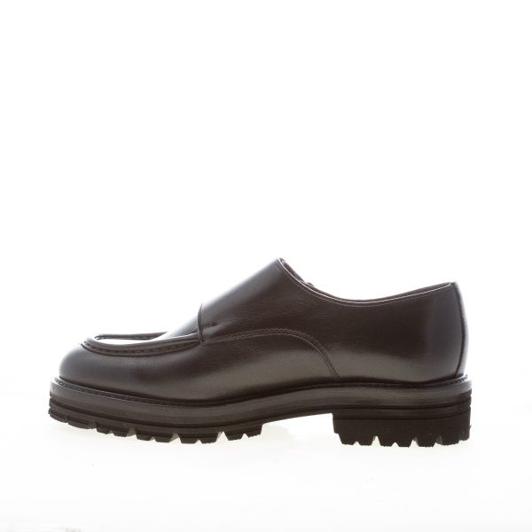 JEROLD WILTON donna scarpa con doppia fibbia in pelle NERO. Suola gomma - immagine 4