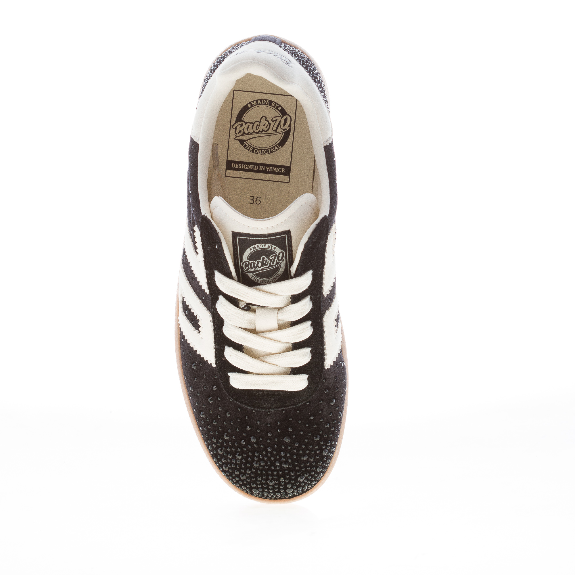BACK 70 donna sneaker Cloud Star 101 in velluto BLACK BUTTER con strass - immagine 5