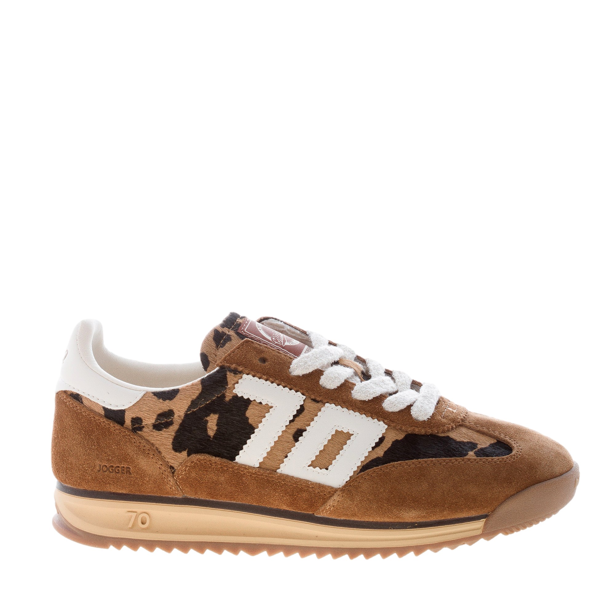 BACK 70 donna sneaker Jogger Fur Cow in camoscio e eco-pony CUOIO e ANIMALIER
