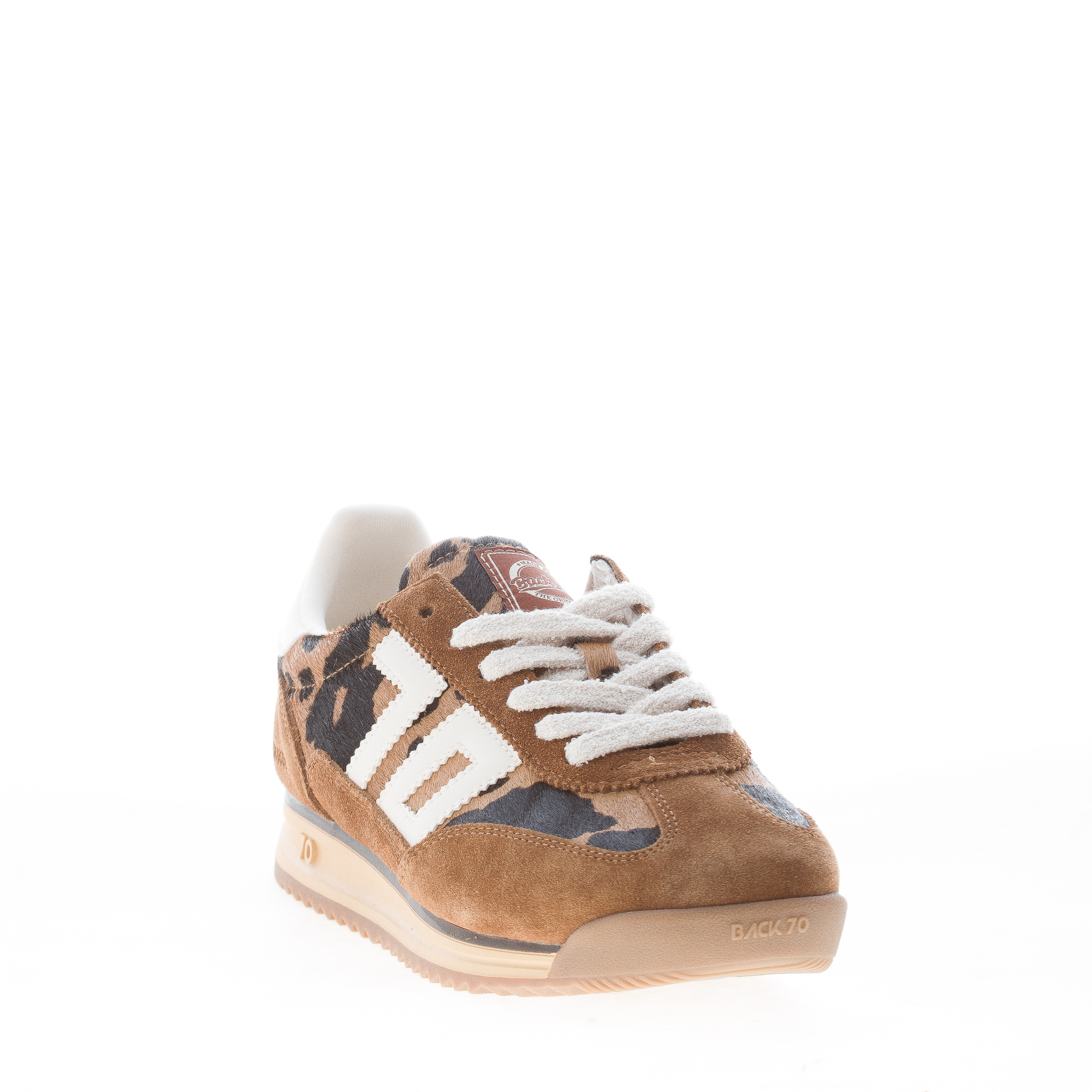BACK 70 donna sneaker Jogger Fur Cow in camoscio e eco-pony CUOIO e ANIMALIER - immagine 2