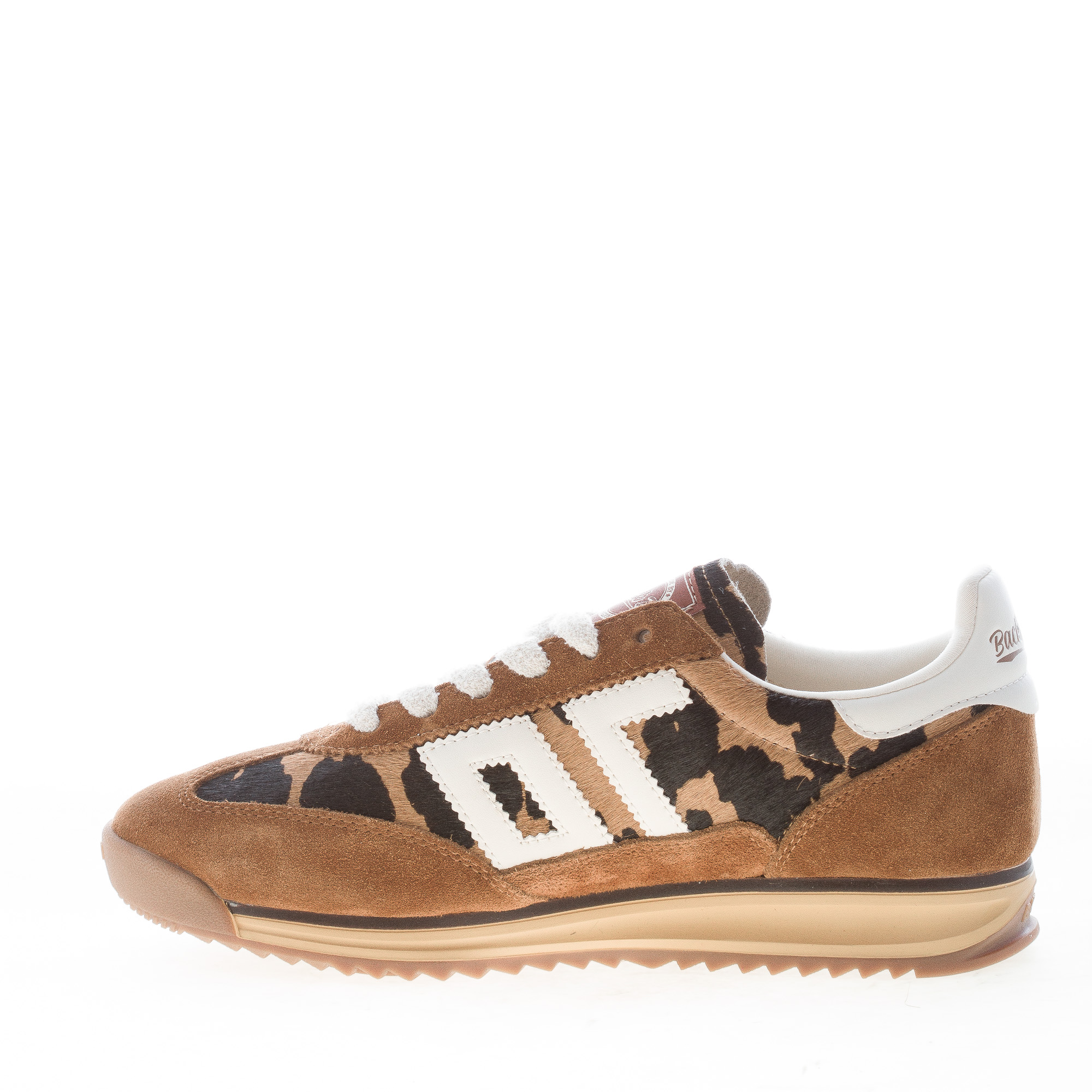 BACK 70 donna sneaker Jogger Fur Cow in camoscio e eco-pony CUOIO e ANIMALIER - immagine 4