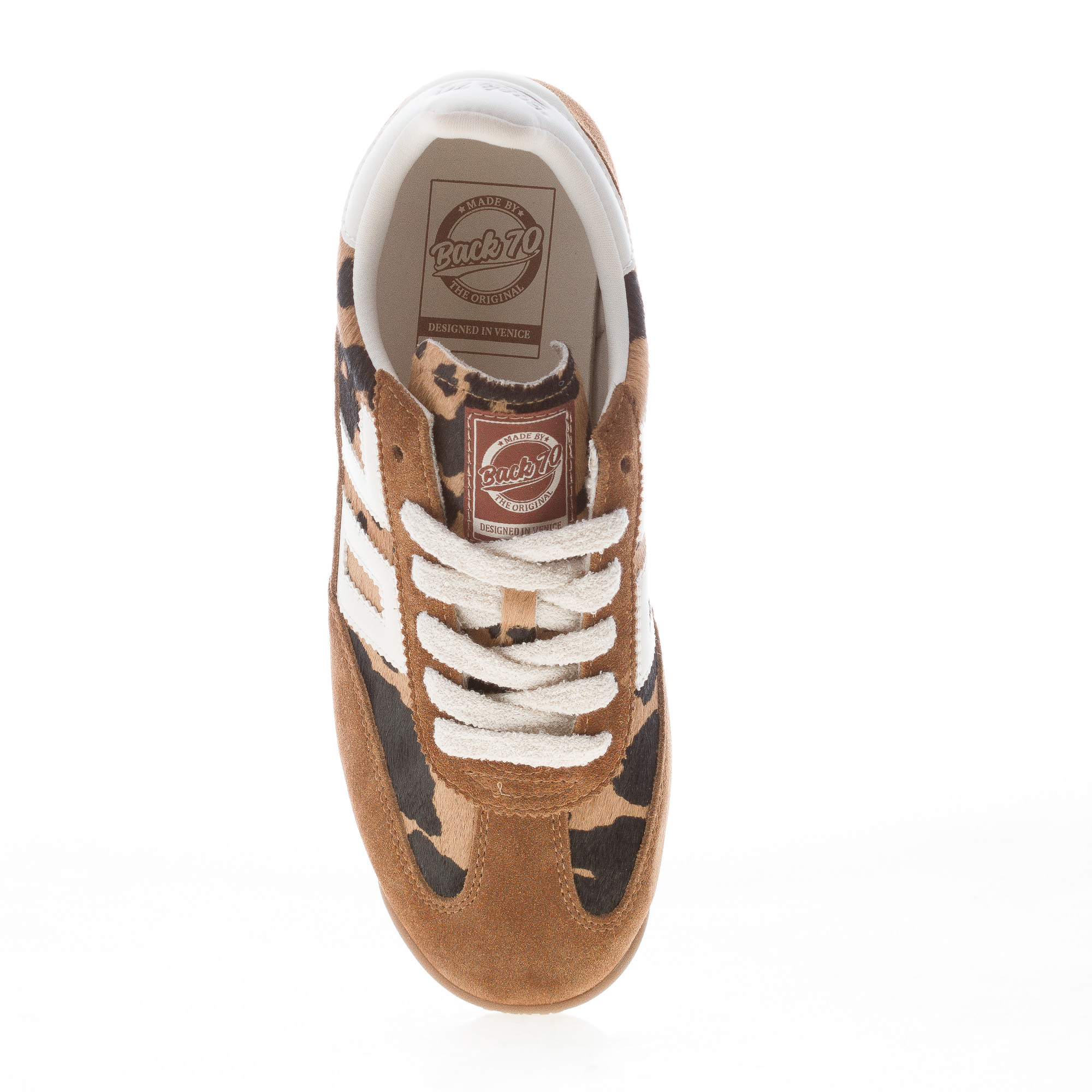BACK 70 donna sneaker Jogger Fur Cow in camoscio e eco-pony CUOIO e ANIMALIER - immagine 5