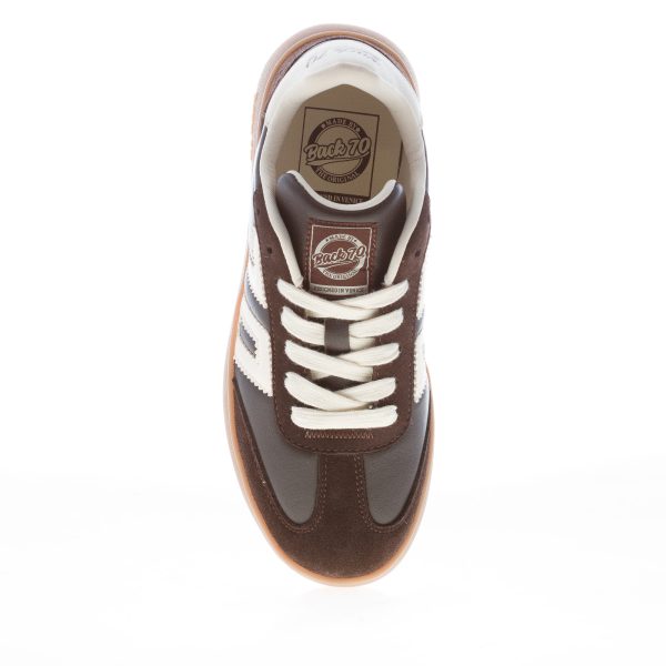 BACK 70 donna sneaker Brooklyn in nappa e camoscio COFFEE BUTTER - immagine 5