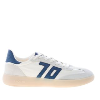 BACK 70 Herren Sneaker Brooklyn aus weißem Leder und Wildleder mit navyblauen Details