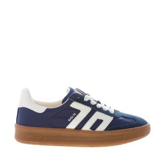 BACK 70 donna sneaker Double in camoscio e nylon BLU NAVY e bianco