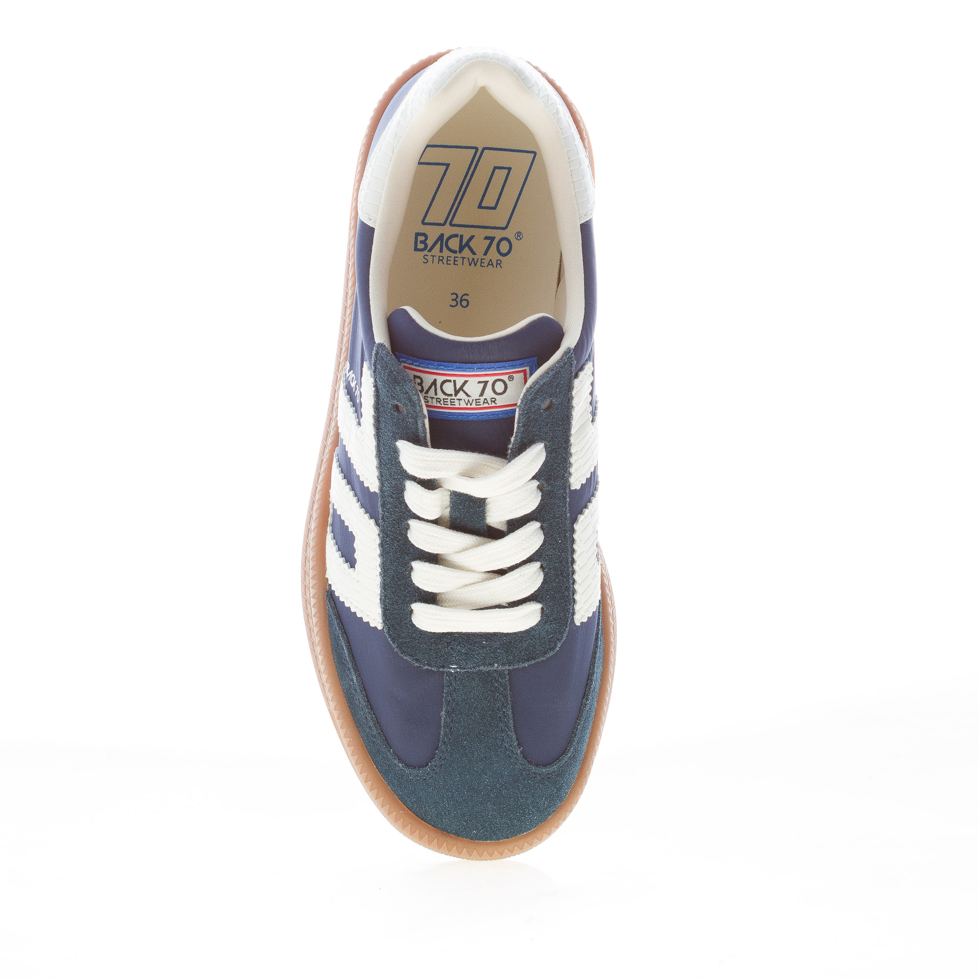 BACK 70 donna sneaker Double in camoscio e nylon BLU NAVY e bianco - immagine 5