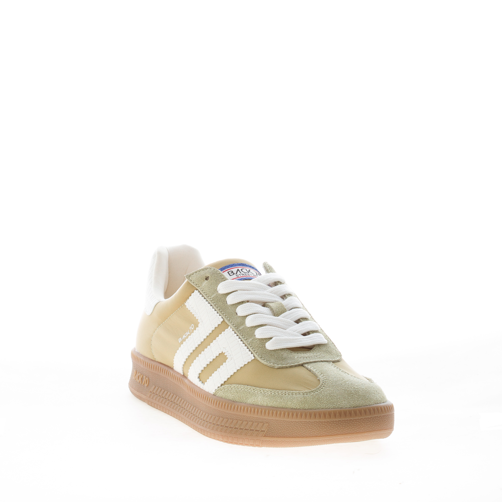 BACK 70 Herren Sneaker Double aus olivgrünem Wildleder und Nylon mit weißen Lederdetails – Bild 2