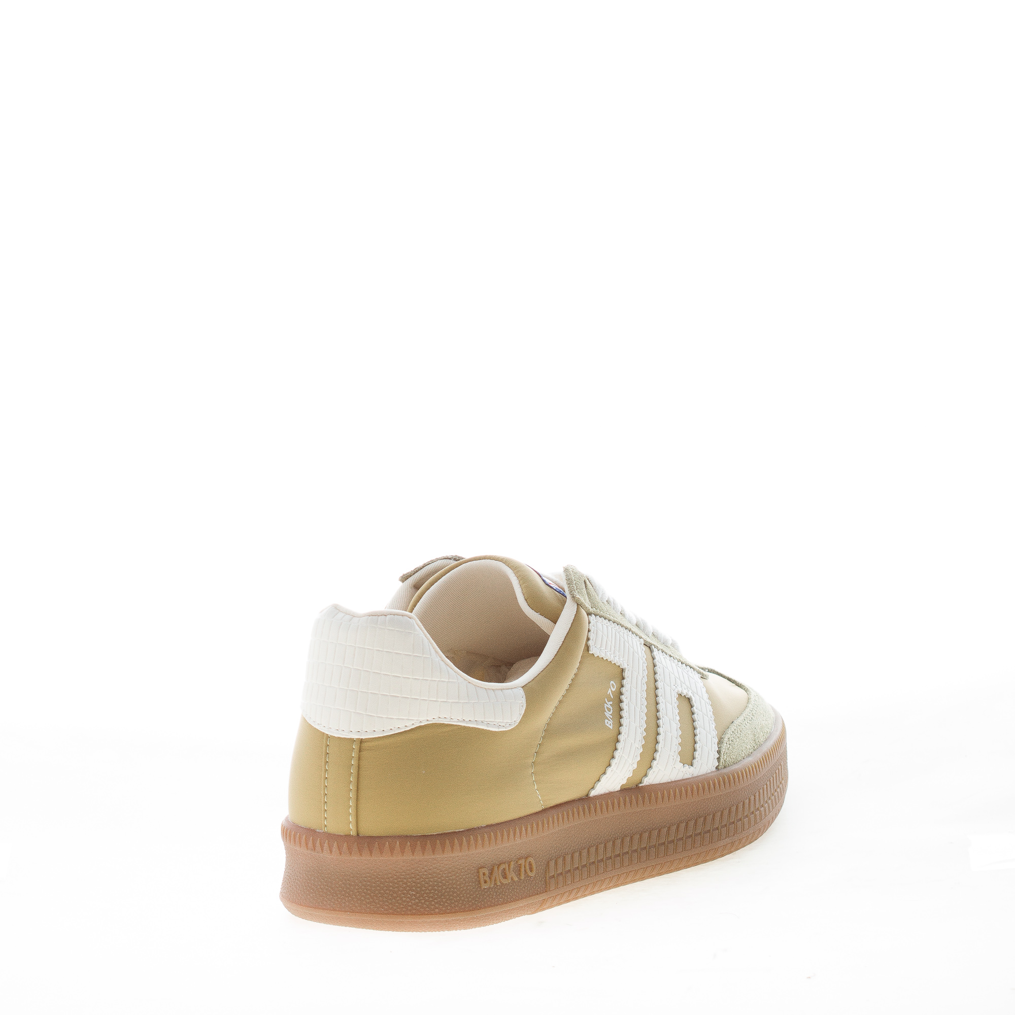 BACK 70 Herren Sneaker Double aus olivgrünem Wildleder und Nylon mit weißen Lederdetails – Bild 3