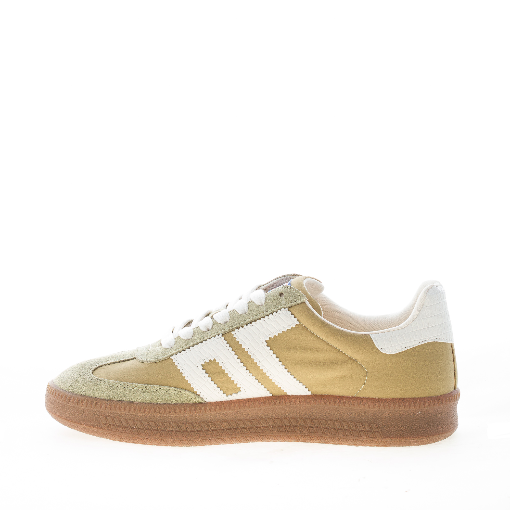 BACK 70 Herren Sneaker Double aus olivgrünem Wildleder und Nylon mit weißen Lederdetails – Bild 4