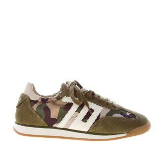 BACK 70 donna sneaker Rocket in camoscio e nylon VERDE CAMOUFLAGE