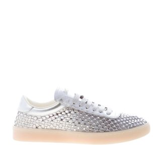 BACK 70 donna sneaker Strass Big Smart in pelle e mesh con strass ARGENTO