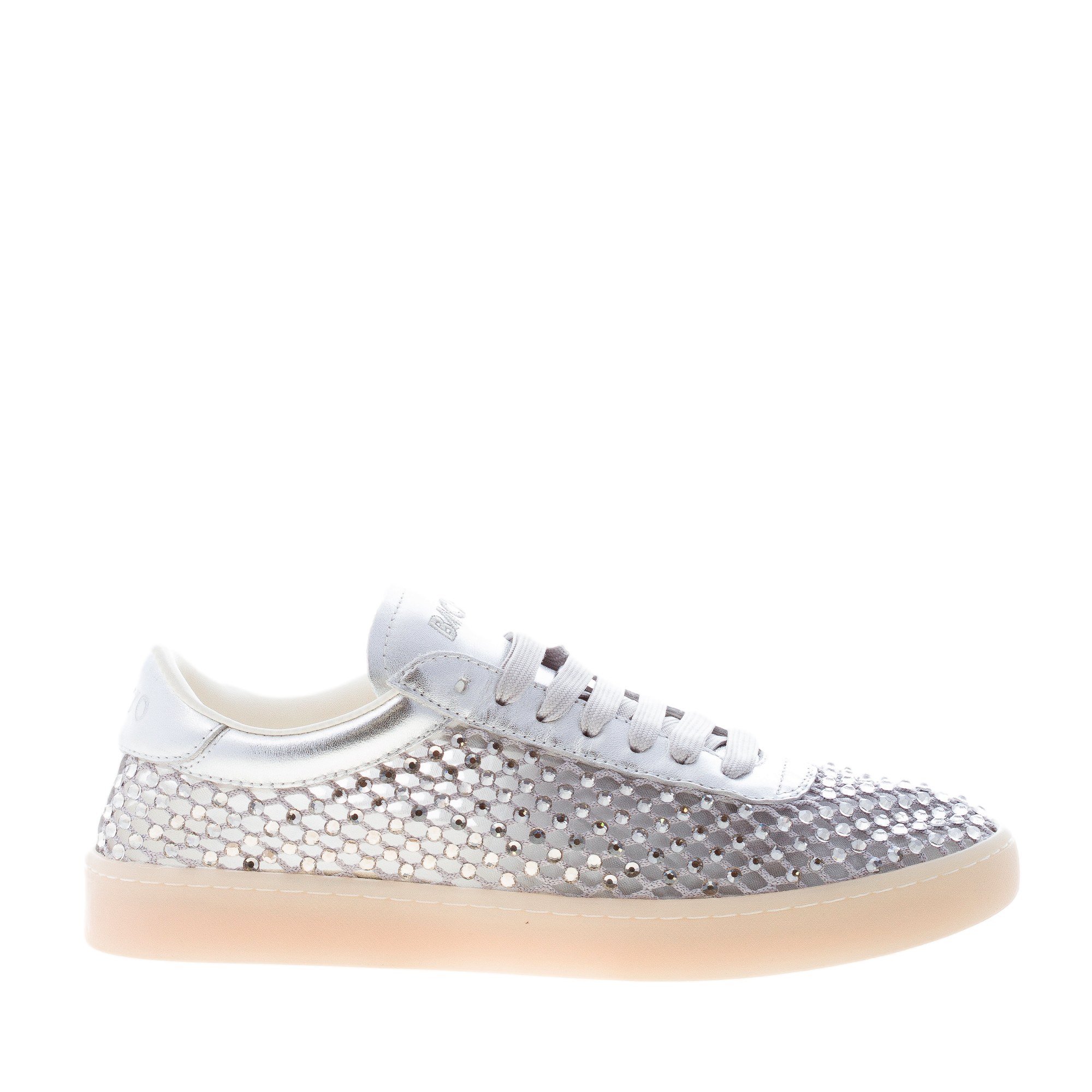 BACK 70 donna sneaker Strass Big Smart in pelle e mesh con strass ARGENTO