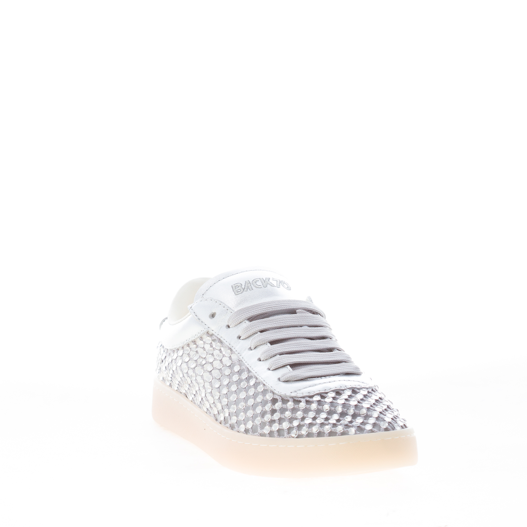 BACK 70 donna sneaker Strass Big Smart in pelle e mesh con strass ARGENTO - immagine 2