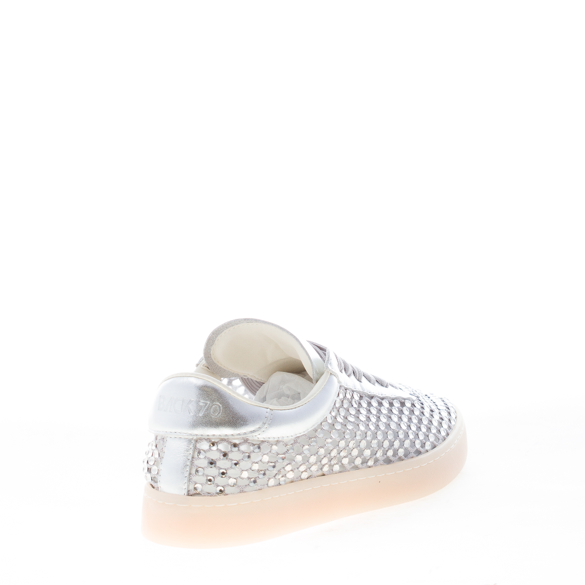 BACK 70 donna sneaker Strass Big Smart in pelle e mesh con strass ARGENTO - immagine 3