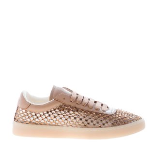 BACK 70 donna sneaker Strass Big Smart in pelle e mesh con strass BROWN