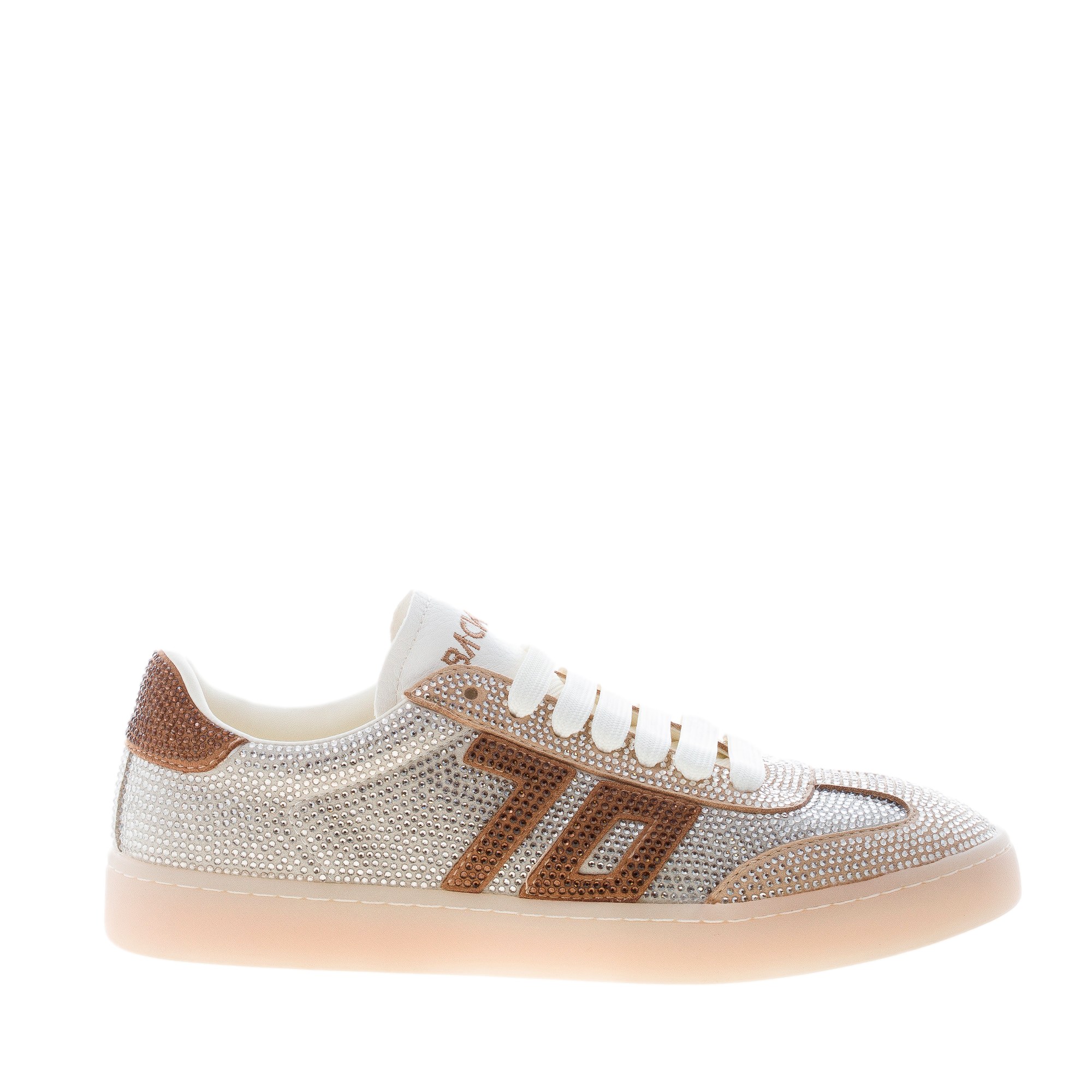 BACK 70 donna sneaker Glam Strass Shiny in camoscio con strass ARGENTO ORO e BRONZO
